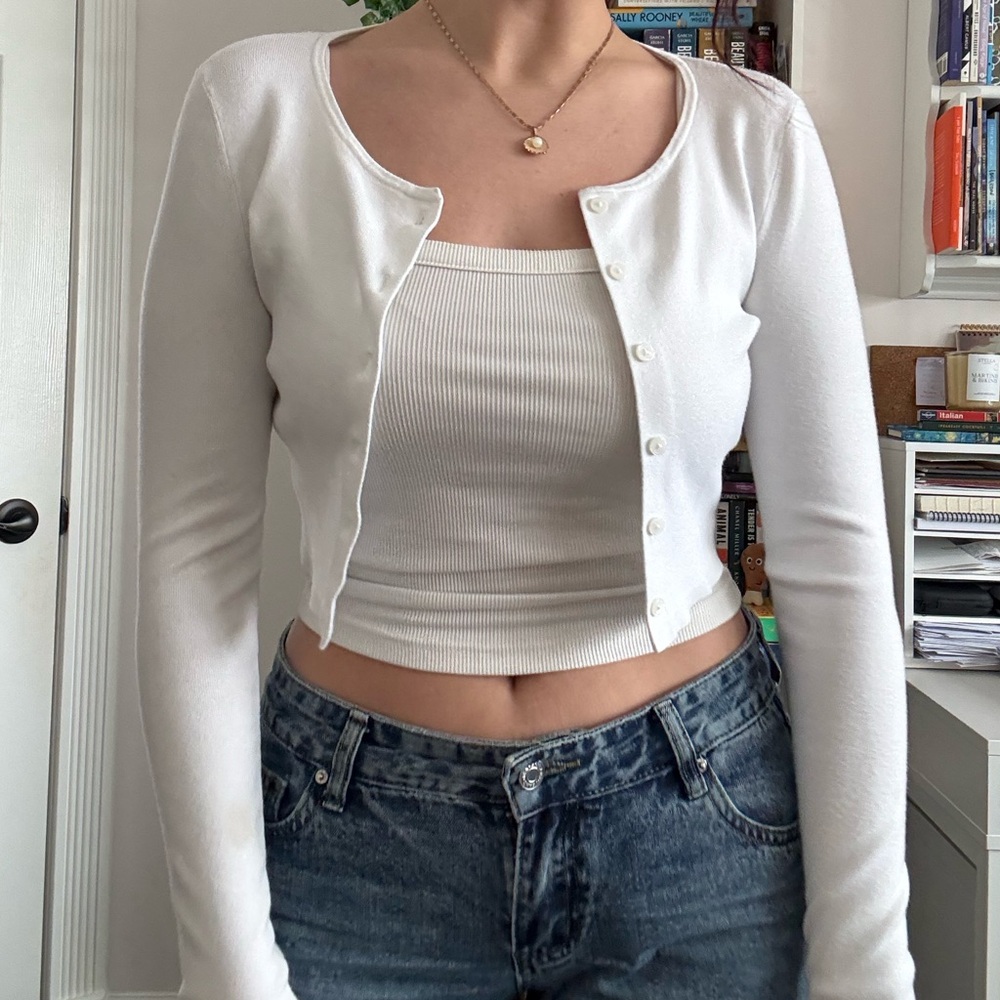 Sunday Best White Crop Cardigan